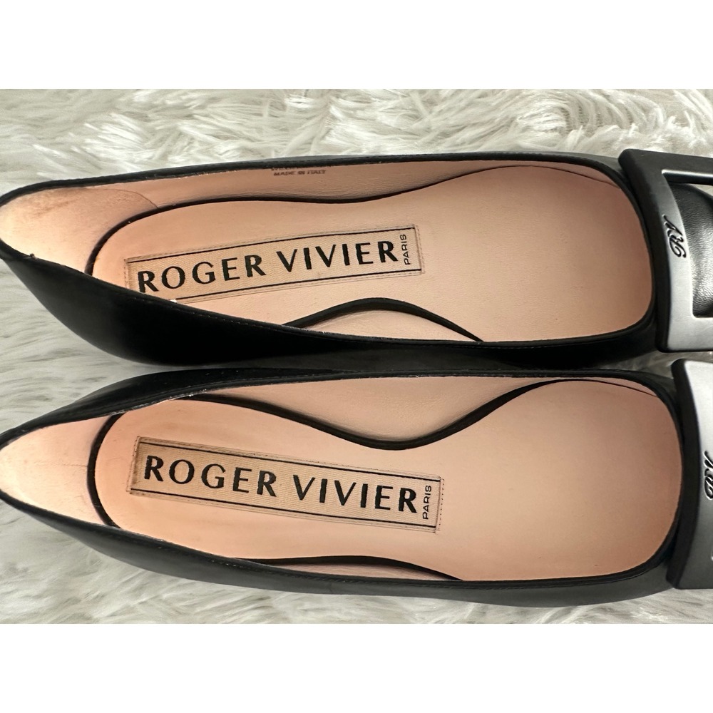 Roger Vivier Gommettine Ball‎ Black leather ballet flat Shoes 35 - Picture 5 of 10